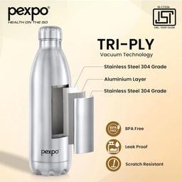 PEXPO 24 Hrs Hot & Cold | Stainless Steel Water Bottle | 1000 ML - 24 घंटे तक गर्म या ठंडा | स्टील बोतल